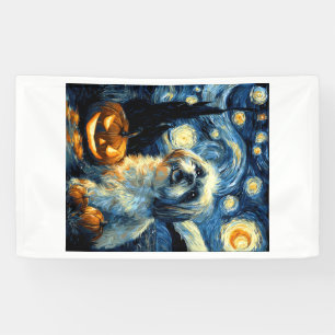 Cute Shih Tzu Dog Halloween Jack O Lantern Pumpkin Banner