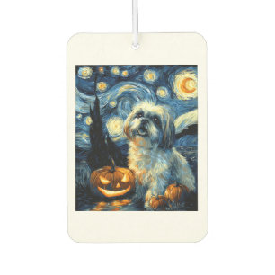 Cute Shih Tzu Dog Halloween Jack O Lantern Pumpkin Car Air Freshener