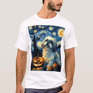 Cute Shih Tzu Dog Halloween Jack O Lantern Pumpkin T-Shirt