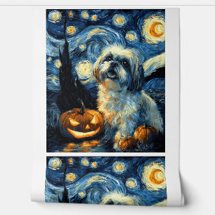 Cute Shih Tzu Dog Halloween Jack O Lantern Pumpkin Wallpaper
