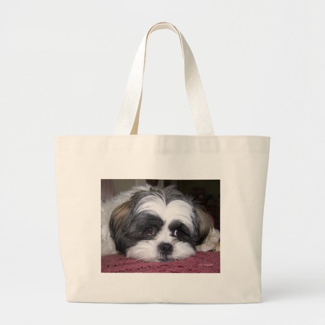 Cute Shih Tzu Dog Large Tote Bag (Front)