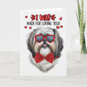 Cute Shih Tzu Dog Made for Loving You Valentine Holiday Card