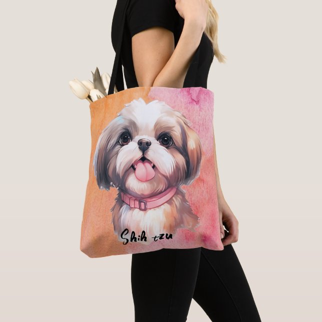 Cute Shih tzu Dog Tote Bag (Close Up)