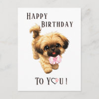 Cute Shih Tzu Happy Birthday Puppy Dog Postcard
