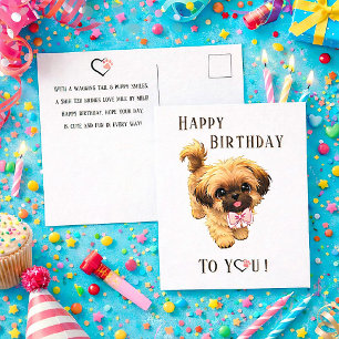 Cute Shih Tzu Happy Birthday Puppy Dog Postcard 