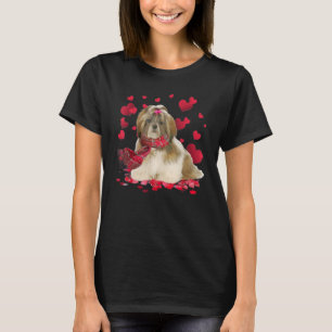 Cute Shih Tzu Hearts Dog Scarf Valentine's Day T-Shirt
