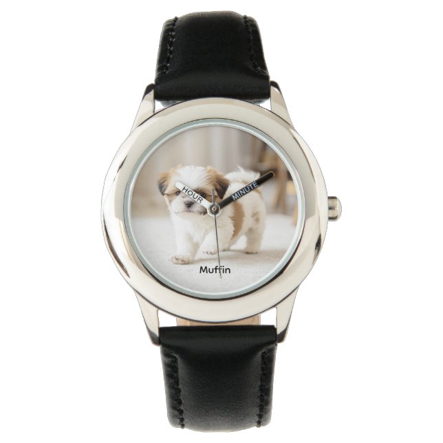 Cute Shih Tzu Kid's Personalised Watch (Front)