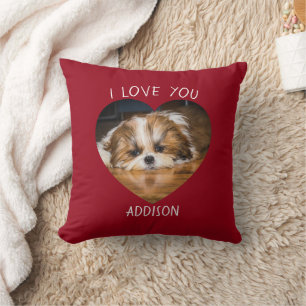Cute shih tzu love Valentine heart photo Cushion