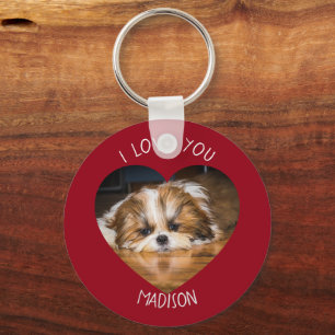 Cute shih tzu love Valentine heart photo  Key Ring