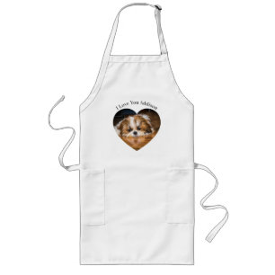 Cute shih tzu love Valentine heart photo Long Apron