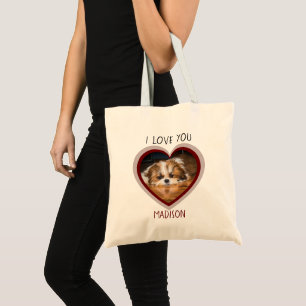 Cute shih tzu love Valentine heart photo Tote Bag