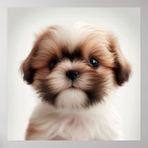 Cute Shih Tzu Puppy Dog Portrait Poster (2)