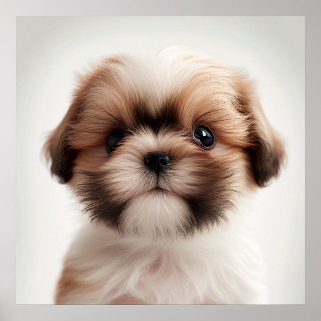 Cute Shih Tzu Puppy Dog Portrait Poster (2) (Front)