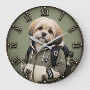 Cute Shih Tzu Puppy Large Clock