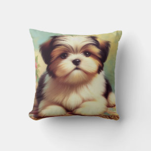 Cute Shih-Tzu Puppy Painting Cushion