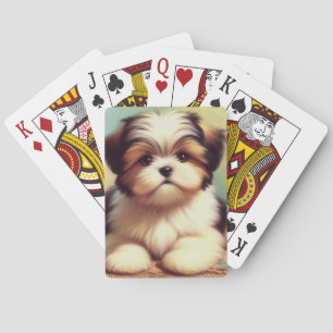 Cute Shih-Tzu Puppy Painting Playing Cards