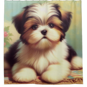 Cute Shih-Tzu Puppy Painting Shower Curtain