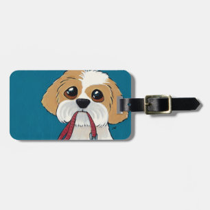 Cute Shih Tzu Puppy Personalizable Art Luggage Tag