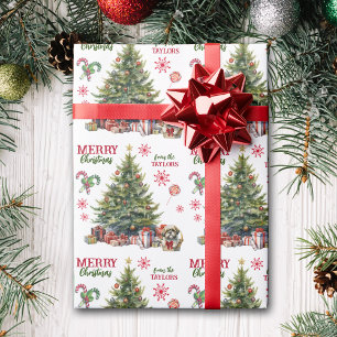 Cute Shih Tzu Puppy Under the Christmas Tree Wrapping Paper