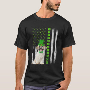 Cute Shih Tzu Saint Patrick's Day American Flag Do T-Shirt