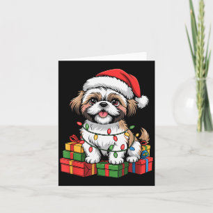 Cute Shih Tzu Santa Hat Christmas Xmas Dog Lovers  Card