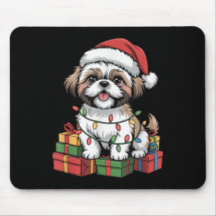 Cute Shih Tzu Santa Hat Christmas Xmas Dog Lovers Mouse Pad