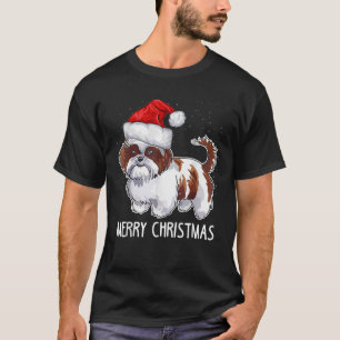 Cute Shih Tzu Santa Hat Merry Christmas Xmas Holid T-Shirt