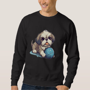 Cute Shih Tzu With Blue Ball for Dog Sweatshirt
