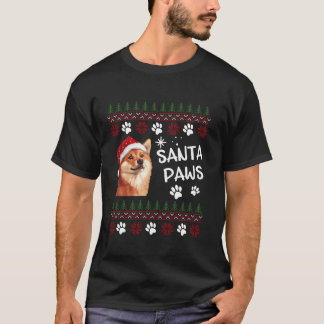 Cute Shikoku dog Dog Ugly Christmas Santa Paws T-Shirt
