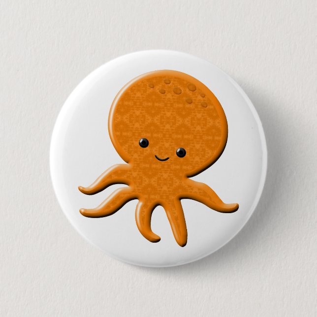 Cute Shiny Octopus Cartoon 6 Cm Round Badge (Front)