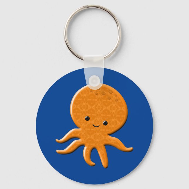 Cute Shiny Octopus Cartoon Key Ring (Front)