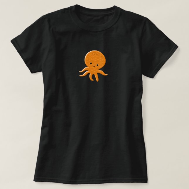 Cute Shiny Octopus Cartoon T-Shirt (Design Front)