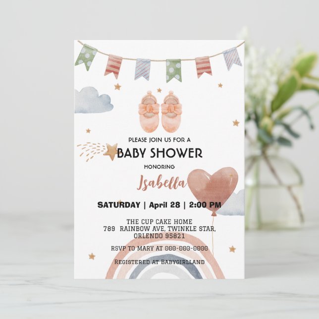 Cute shoes African american girls baby shower Invitation (Standing Front)