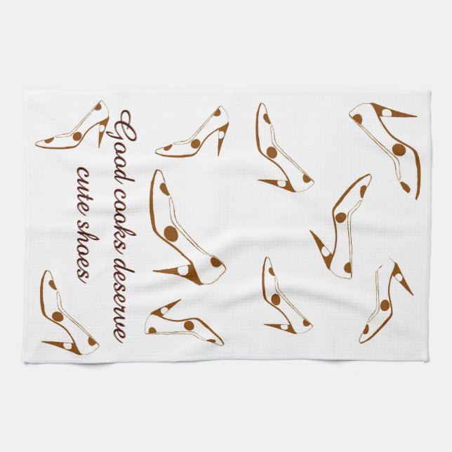 Cute Shoes Brown and White Tea Towel (Horizontal)