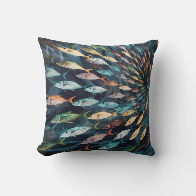 Cute shole of colorful fish cushion (Front)