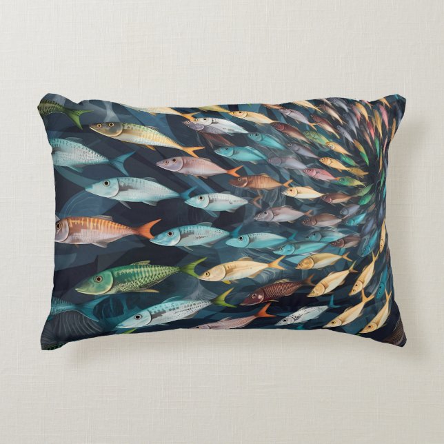 Cute shole of colorful fish decorative cushion (Front)