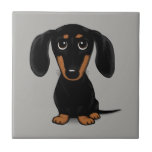 Cute Short Haired Black and Tan Dachshund Ceramic Tile<br><div class="desc">Shorthaired Black and Tan Wiener Dog</div>
