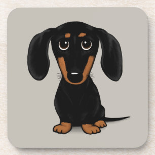 Cute Short Haired Black and Tan Dachshund Coaster