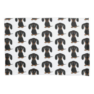 Cute Short Haired Black and Tan Dachshund Pattern Pillowcase
