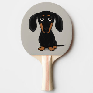 Cute Short Haired Black and Tan Dachshund Ping Pong Paddle