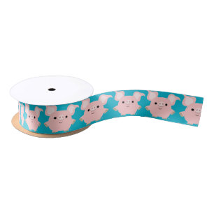 Cute Shorty Cartoon Pig 1"5 Ribbon Satin Ribbon