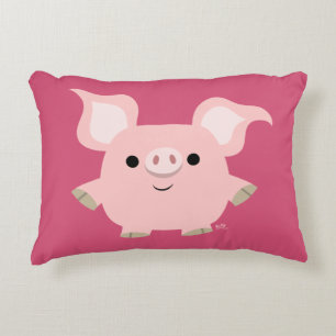 Cute Shorty Cartoon Pig Accent Pillow