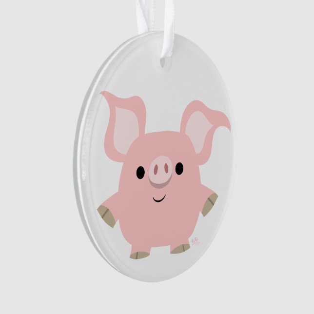 Cute Shorty Cartoon Pig Acrylic Ornament (Front)