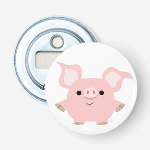 Cute Shorty Cartoon Pig Button Bottle Opener