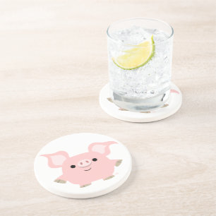 Cute Shorty Cartoon Pig Coaster