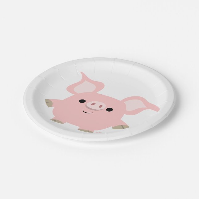 Cute Shorty Cartoon Pig Paper Plates (Angled)