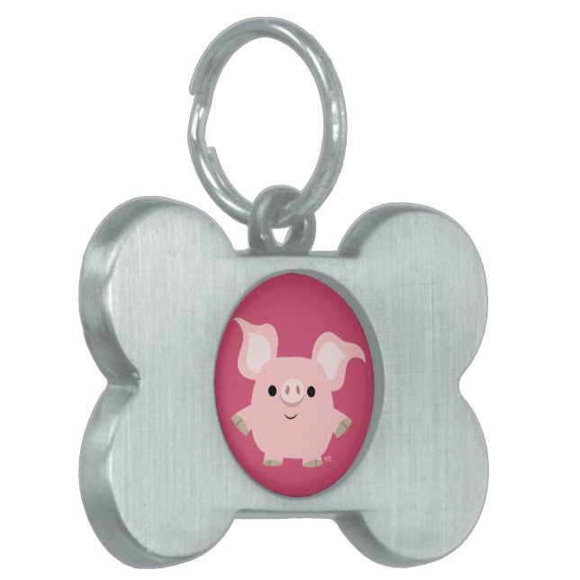 Cute Shorty Cartoon Pig Pet Tag (Front Left)