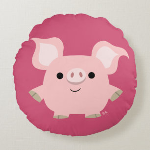 Cute Shorty Cartoon Pig Round Pillow