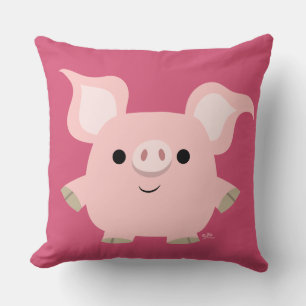 Cute Shorty Cartoon Pig Throw Pillow