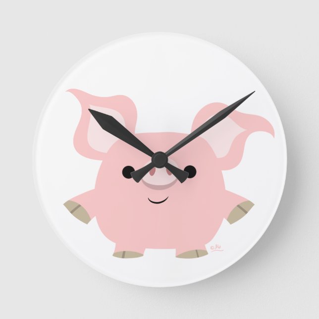 Cute Shorty Cartoon Pig Wall Clock (Front)